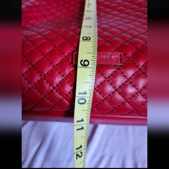 New Cardinal Red Leather Carryall Glenna Satchel - Picture 7 of 12